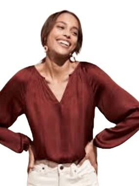 NWT Banana Republic Satin Rust Top Size M